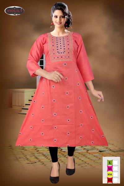 Violily Kersom Vol 1 By Trendy Embroidered Flared Kurti Collection